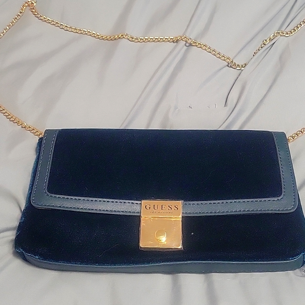 Beautiful green velvet Guess purse
